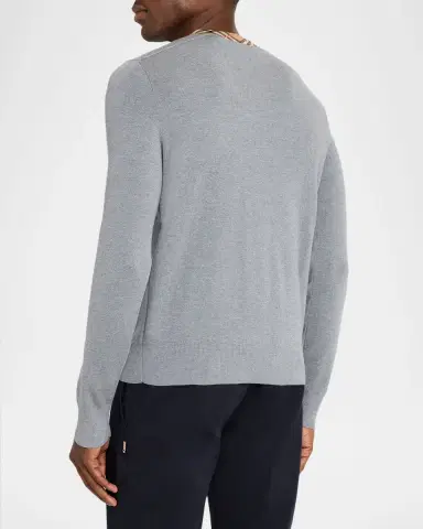 Burberry Men's Maxim Check-Trim V-Neck Sweater | Thumbnail 3 Burberry Men's Maxim Check-Trim V-Neck Sweater | Thumbnail 3
