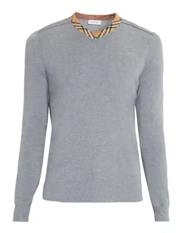 Burberry Men's Maxim Check-Trim V-Neck Sweater | Thumbnail 1 Burberry Men's Maxim Check-Trim V-Neck Sweater | Thumbnail 1
