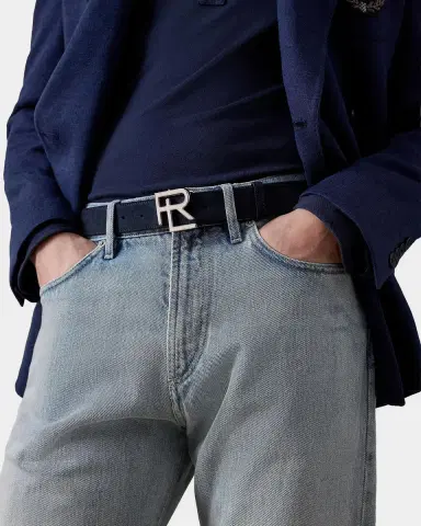 Ralph Lauren Purple Label Men's RL-Buckle Calf-Suede Belt | Thumbnail 2 Ralph Lauren Purple Label Men's RL-Buckle Calf-Suede Belt | Thumbnail 2
