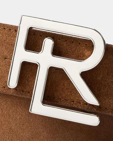 Ralph Lauren Purple Label Men's RL-Buckle Calf-Suede Belt | Thumbnail 3 Ralph Lauren Purple Label Men's RL-Buckle Calf-Suede Belt | Thumbnail 3