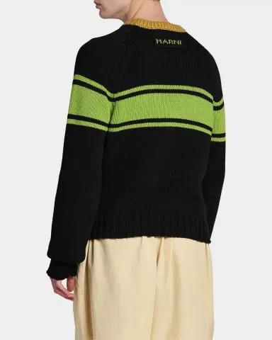 Marni Men's Colorblocked Cotton Crewneck Sweater | Thumbnail 3 Marni Men's Colorblocked Cotton Crewneck Sweater | Thumbnail 3