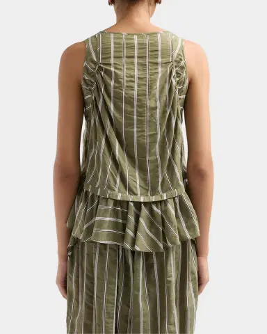 Cinq à Sept Azura Striped Ruffled Sleeveless Top | Thumbnail 3 Cinq à Sept Azura Striped Ruffled Sleeveless Top | Thumbnail 3