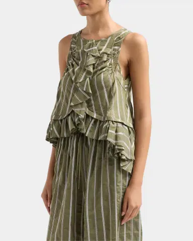Cinq à Sept Azura Striped Ruffled Sleeveless Top | Thumbnail 5 Cinq à Sept Azura Striped Ruffled Sleeveless Top | Thumbnail 5