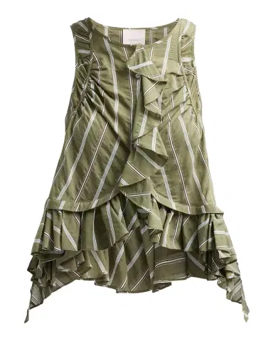 Cinq à Sept Azura Striped Ruffled Sleeveless Top | Thumbnail 1 Cinq à Sept Azura Striped Ruffled Sleeveless Top | Thumbnail 1