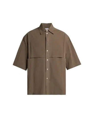Bottega Veneta Men's Macro Intreccio Cotton Toile Short-Sleeve Shirt | Thumbnail 1 Bottega Veneta Men's Macro Intreccio Cotton Toile Short-Sleeve Shirt | Thumbnail 1