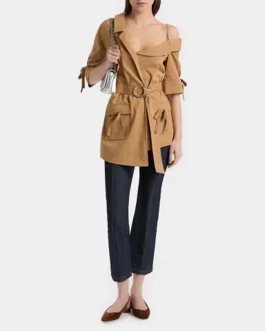 Cinq à Sept Saige Belted Cotton Twill Jacket | Thumbnail 2 Cinq à Sept Saige Belted Cotton Twill Jacket | Thumbnail 2