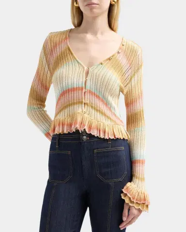 Cinq à Sept Edith Space-Dyed Stripe Cardigan | Thumbnail 4 Cinq à Sept Edith Space-Dyed Stripe Cardigan | Thumbnail 4