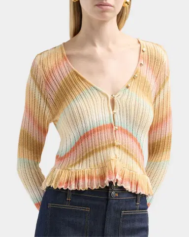 Cinq à Sept Edith Space-Dyed Stripe Cardigan | Thumbnail 5 Cinq à Sept Edith Space-Dyed Stripe Cardigan | Thumbnail 5