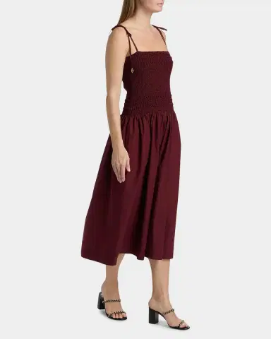 Cara Cara Alegra Ruched Drop-Waist Midi Dress | Thumbnail 7 Cara Cara Alegra Ruched Drop-Waist Midi Dress | Thumbnail 7