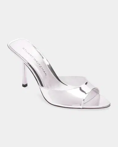 Stuart Weitzman 85mm Lexington Metallic Leather Mules | Thumbnail 2 Stuart Weitzman 85mm Lexington Metallic Leather Mules | Thumbnail 2