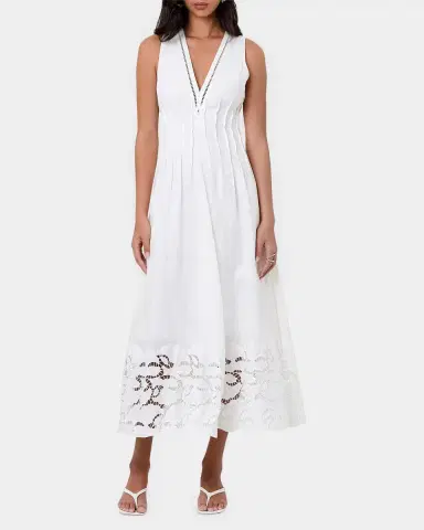 NICHOLAS Stina Broderie Linen-Blend Midi Dress | Thumbnail 4 NICHOLAS Stina Broderie Linen-Blend Midi Dress | Thumbnail 4