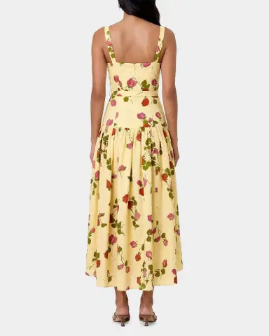 NICHOLAS Drenica Floral Linen-Blend Drop-Waist Midi Dress | Thumbnail 3 NICHOLAS Drenica Floral Linen-Blend Drop-Waist Midi Dress | Thumbnail 3