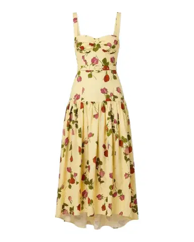 NICHOLAS Drenica Floral Linen-Blend Drop-Waist Midi Dress | Thumbnail 1 NICHOLAS Drenica Floral Linen-Blend Drop-Waist Midi Dress | Thumbnail 1