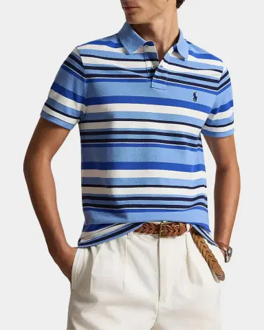 Polo Ralph Lauren Men's Striped Stretch-Cotton Knit Polo Shirt | Thumbnail 4 Polo Ralph Lauren Men's Striped Stretch-Cotton Knit Polo Shirt | Thumbnail 4