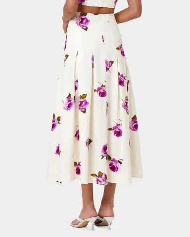 NICHOLAS Jordana Pleated Floral Linen-Blend Midi Skirt | Thumbnail 3 NICHOLAS Jordana Pleated Floral Linen-Blend Midi Skirt | Thumbnail 3