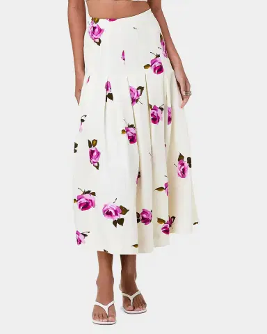 NICHOLAS Jordana Pleated Floral Linen-Blend Midi Skirt | Thumbnail 5 NICHOLAS Jordana Pleated Floral Linen-Blend Midi Skirt | Thumbnail 5