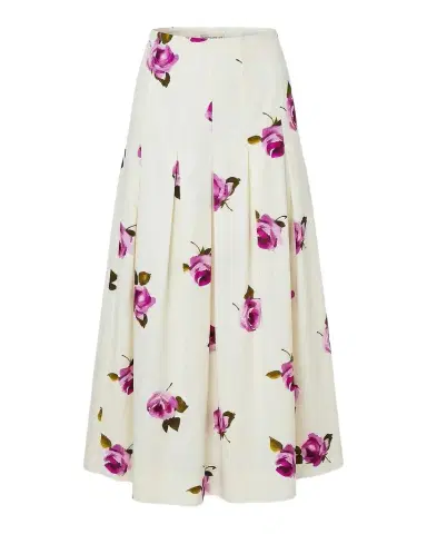 NICHOLAS Jordana Pleated Floral Linen-Blend Midi Skirt | Thumbnail 1 NICHOLAS Jordana Pleated Floral Linen-Blend Midi Skirt | Thumbnail 1