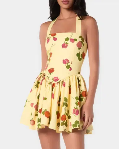 NICHOLAS Amalie Floral Linen-Blend Mini Dress | Thumbnail 2 NICHOLAS Amalie Floral Linen-Blend Mini Dress | Thumbnail 2