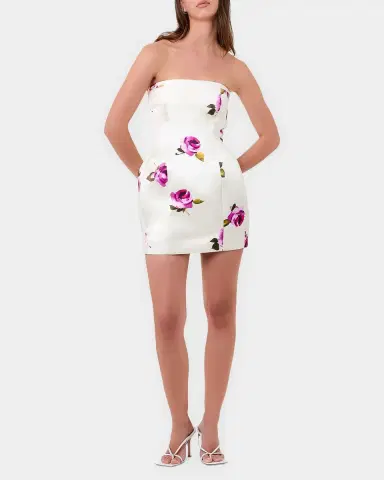 NICHOLAS Kaline Floral Satin Strapless Mini Dress | Thumbnail 2 NICHOLAS Kaline Floral Satin Strapless Mini Dress | Thumbnail 2