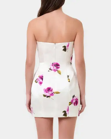 NICHOLAS Kaline Floral Satin Strapless Mini Dress | Thumbnail 3 NICHOLAS Kaline Floral Satin Strapless Mini Dress | Thumbnail 3
