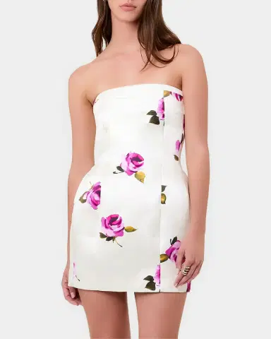 NICHOLAS Kaline Floral Satin Strapless Mini Dress | Thumbnail 4 NICHOLAS Kaline Floral Satin Strapless Mini Dress | Thumbnail 4