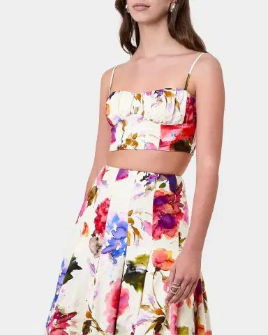 NICHOLAS Yulia Floral Bustier Linen-Blend Crop Top | Thumbnail 4 NICHOLAS Yulia Floral Bustier Linen-Blend Crop Top | Thumbnail 4