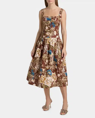 Cara Cara Feliz Floral Linen Midi Dress | Thumbnail 2 Cara Cara Feliz Floral Linen Midi Dress | Thumbnail 2