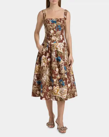 Cara Cara Feliz Floral Linen Midi Dress | Thumbnail 4 Cara Cara Feliz Floral Linen Midi Dress | Thumbnail 4