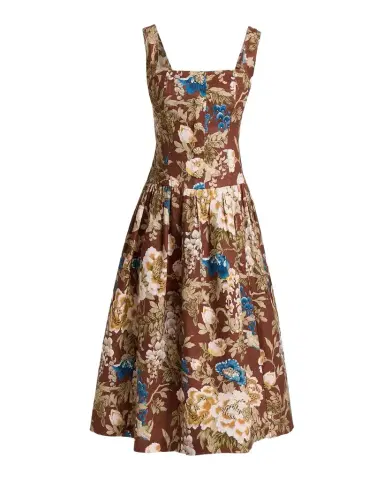 Cara Cara Feliz Floral Linen Midi Dress | Thumbnail 1 Cara Cara Feliz Floral Linen Midi Dress | Thumbnail 1