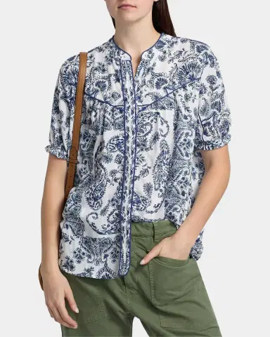 Johnny Was Jaden Western Shirred Yoke Blouse | Thumbnail 4 Johnny Was Jaden Western Shirred Yoke Blouse | Thumbnail 4