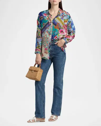 Johnny Was Audrey Evie Patchwork Silk Tunic | Thumbnail 2 Johnny Was Audrey Evie Patchwork Silk Tunic | Thumbnail 2