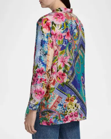 Johnny Was Audrey Evie Patchwork Silk Tunic | Thumbnail 3 Johnny Was Audrey Evie Patchwork Silk Tunic | Thumbnail 3