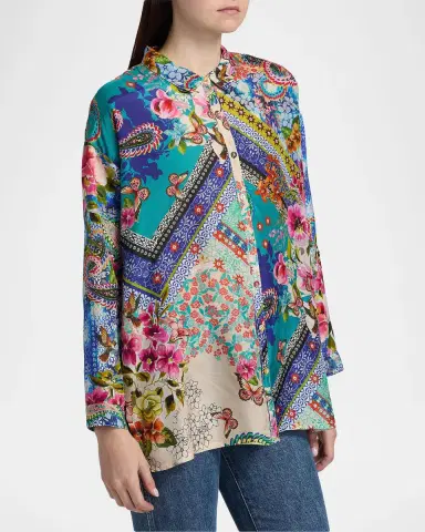 Johnny Was Audrey Evie Patchwork Silk Tunic | Thumbnail 7 Johnny Was Audrey Evie Patchwork Silk Tunic | Thumbnail 7