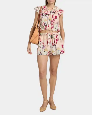 Ulla Johnson Eleonore Floral Ruffled Silk Tieneck Top | Thumbnail 2 Ulla Johnson Eleonore Floral Ruffled Silk Tieneck Top | Thumbnail 2