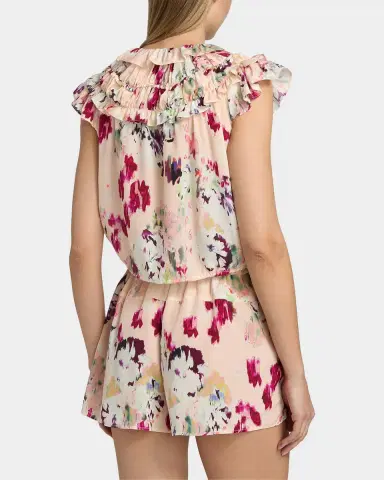 Ulla Johnson Eleonore Floral Ruffled Silk Tieneck Top | Thumbnail 3 Ulla Johnson Eleonore Floral Ruffled Silk Tieneck Top | Thumbnail 3