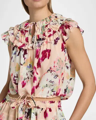 Ulla Johnson Eleonore Floral Ruffled Silk Tieneck Top | Thumbnail 5 Ulla Johnson Eleonore Floral Ruffled Silk Tieneck Top | Thumbnail 5
