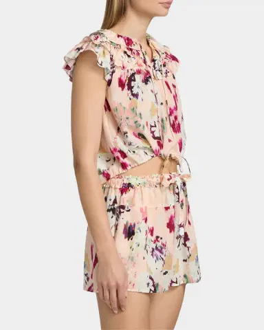 Ulla Johnson Eleonore Floral Ruffled Silk Tieneck Top | Thumbnail 7 Ulla Johnson Eleonore Floral Ruffled Silk Tieneck Top | Thumbnail 7