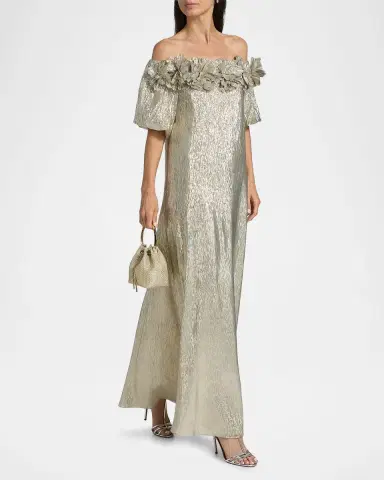 SACHIN BABI Valentina Metallic Silk Off-The-Shoulder Gown | Thumbnail 2 SACHIN BABI Valentina Metallic Silk Off-The-Shoulder Gown | Thumbnail 2