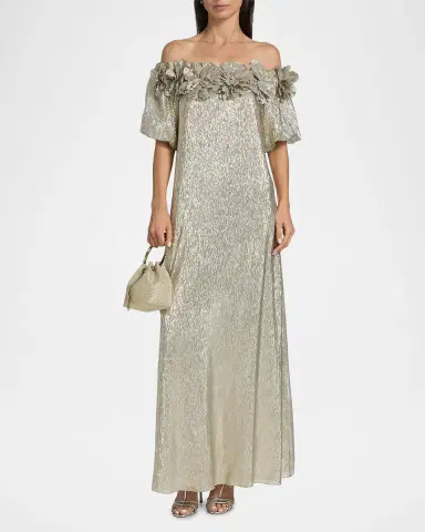 SACHIN BABI Valentina Metallic Silk Off-The-Shoulder Gown | Thumbnail 4 SACHIN BABI Valentina Metallic Silk Off-The-Shoulder Gown | Thumbnail 4