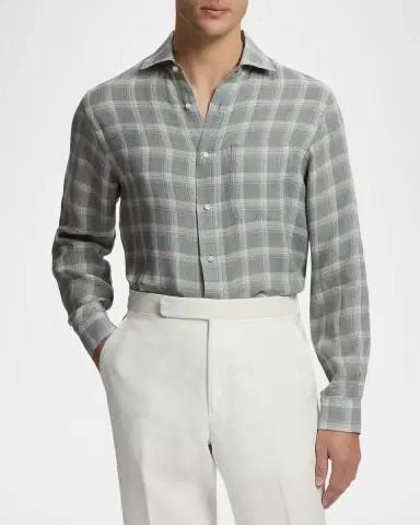 Ralph Lauren Purple Label Men's Twill Plaid Pocket Button-Down Shirt | Thumbnail 4 Ralph Lauren Purple Label Men's Twill Plaid Pocket Button-Down Shirt | Thumbnail 4