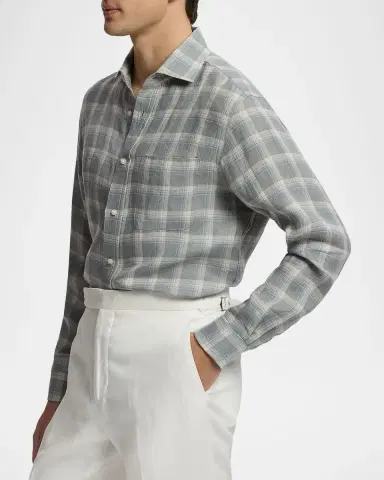 Ralph Lauren Purple Label Men's Twill Plaid Pocket Button-Down Shirt | Thumbnail 6 Ralph Lauren Purple Label Men's Twill Plaid Pocket Button-Down Shirt | Thumbnail 6