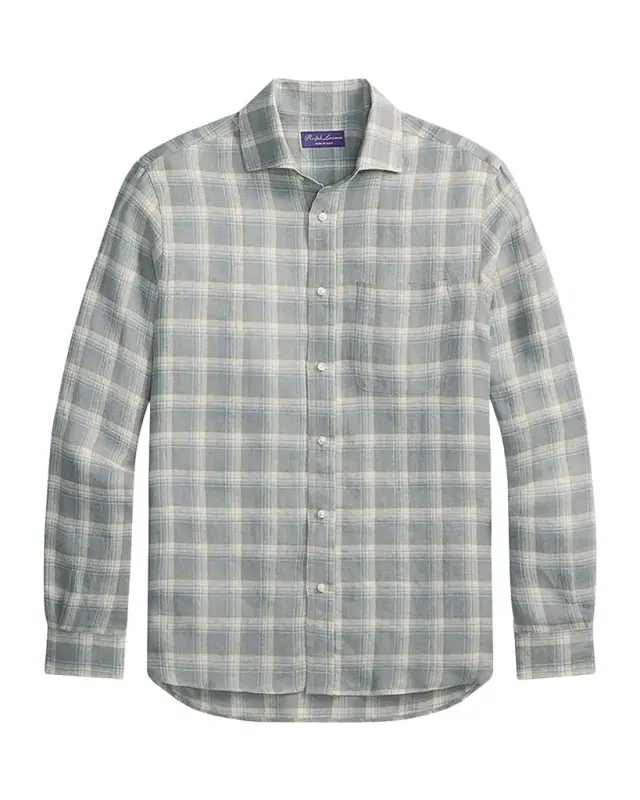 Men's Twill Plaid Pocket Button-Down Shirt Men's Twill Plaid Pocket Button-Down Shirt