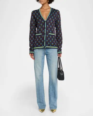Etro Floral Knit V-Neck Cardigan | Thumbnail 2 Etro Floral Knit V-Neck Cardigan | Thumbnail 2