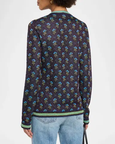 Etro Floral Knit V-Neck Cardigan | Thumbnail 3 Etro Floral Knit V-Neck Cardigan | Thumbnail 3