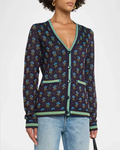 Etro Floral Knit V-Neck Cardigan | Thumbnail 4 Etro Floral Knit V-Neck Cardigan | Thumbnail 4