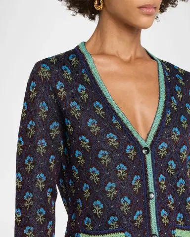 Etro Floral Knit V-Neck Cardigan | Thumbnail 5 Etro Floral Knit V-Neck Cardigan | Thumbnail 5
