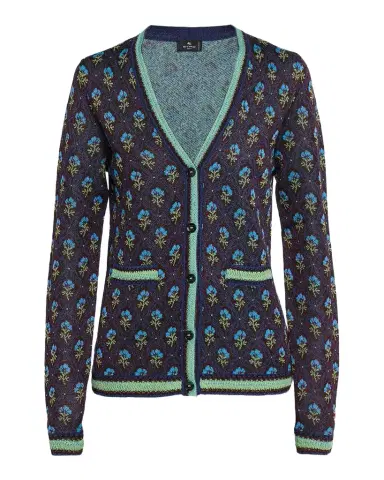 Etro Floral Knit V-Neck Cardigan | Thumbnail 1 Etro Floral Knit V-Neck Cardigan | Thumbnail 1