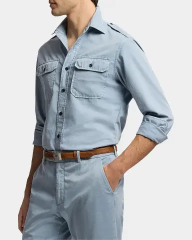 Ralph Lauren Purple Label Men's Garment-Dyed Twill Shirt | Thumbnail 6 Ralph Lauren Purple Label Men's Garment-Dyed Twill Shirt | Thumbnail 6