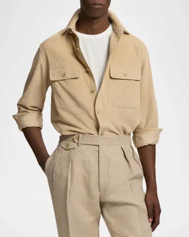 Ralph Lauren Purple Label Men's Sea Island Corduroy Button-Down Shirt | Thumbnail 4 Ralph Lauren Purple Label Men's Sea Island Corduroy Button-Down Shirt | Thumbnail 4