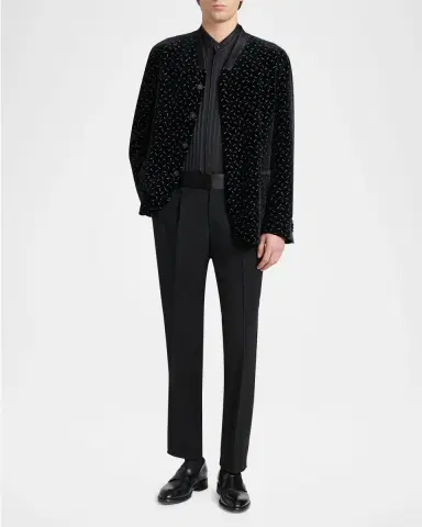 Giorgio Armani Men's Pinstripe Silk Blend Shirt | Thumbnail 2 Giorgio Armani Men's Pinstripe Silk Blend Shirt | Thumbnail 2